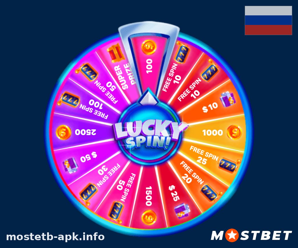 Колесо Lucky Spin в Mostbet apk